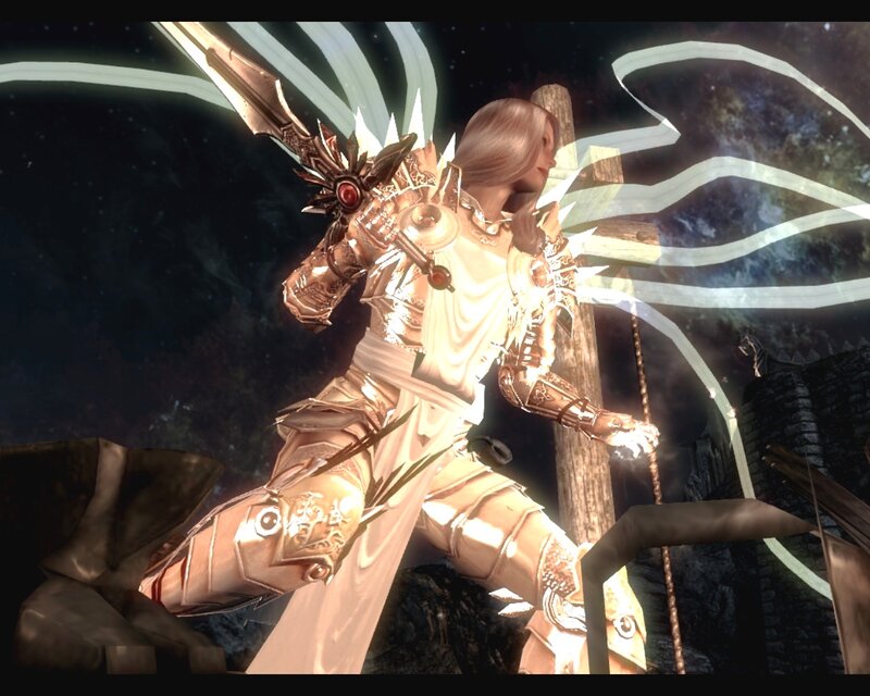 Female Knight in Armor — White, Dramatic