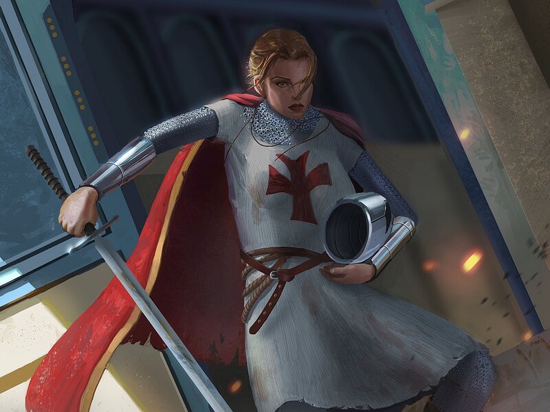 Female Knight in Armor — White