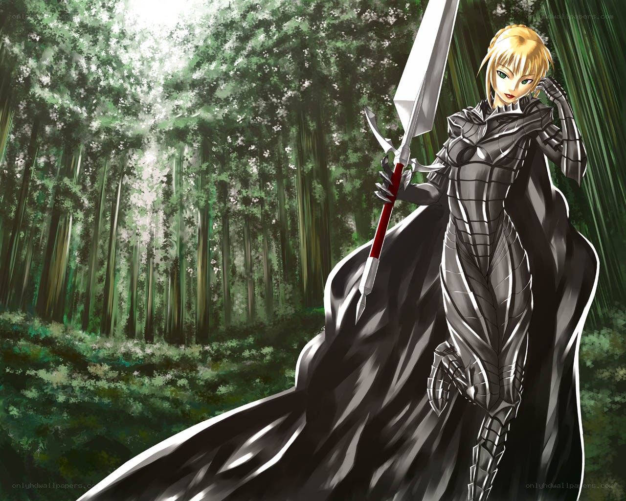 female knight in forest