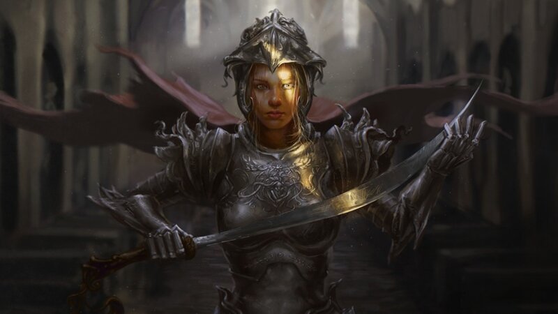 female knight in ornate armor