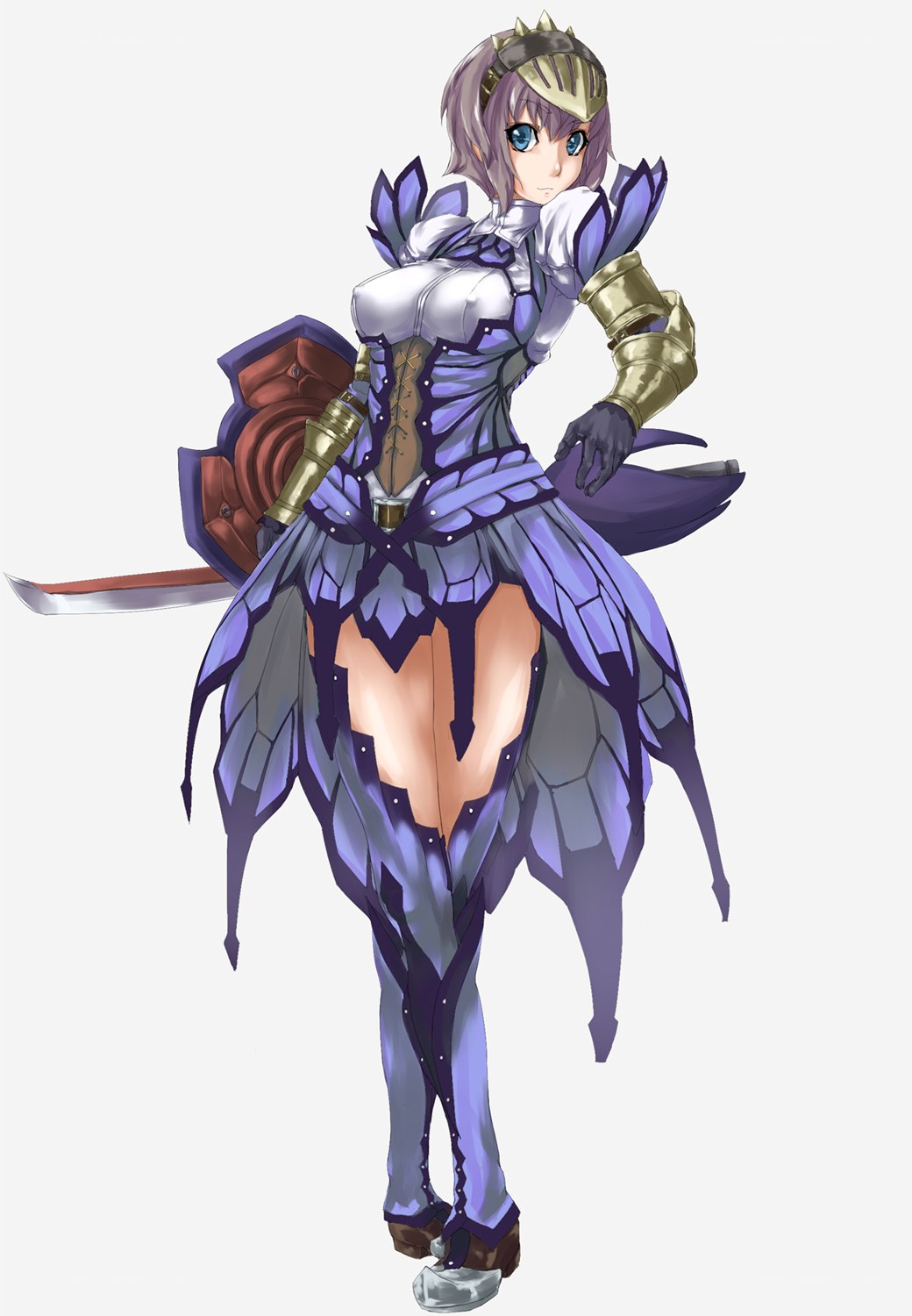 female knight in purple armor
