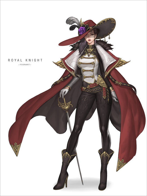Female Knight in Red Cloak — Dramatic