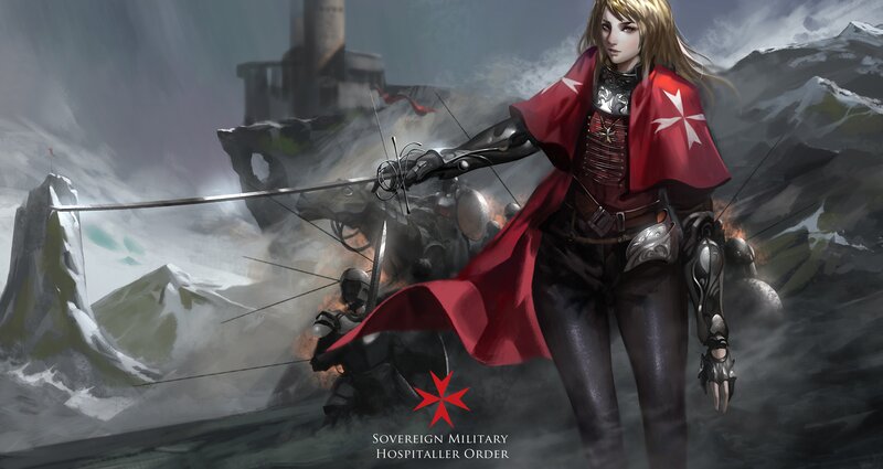 Female Knight in Red Cloak