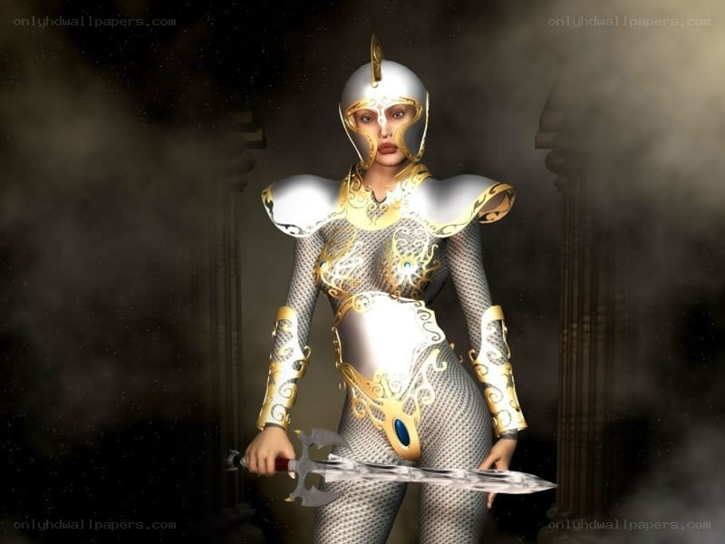 female knight in silver armor