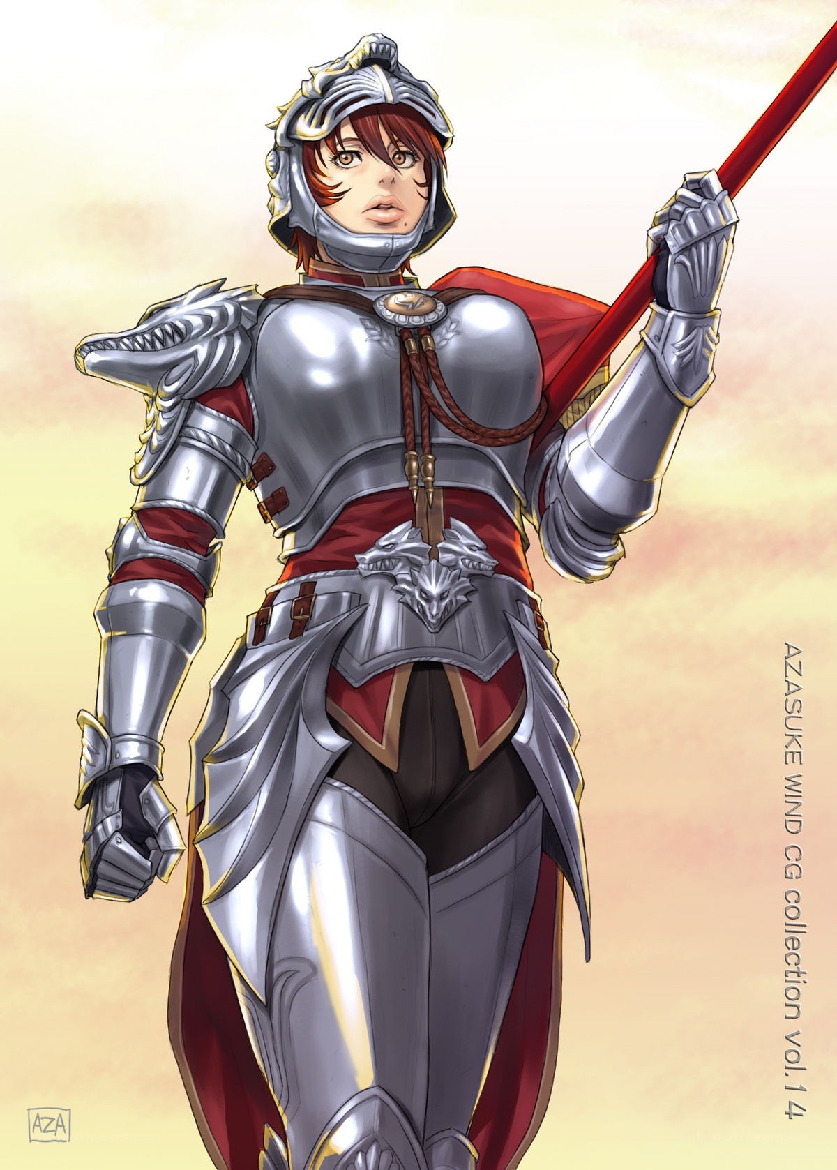 female knight in silver armor