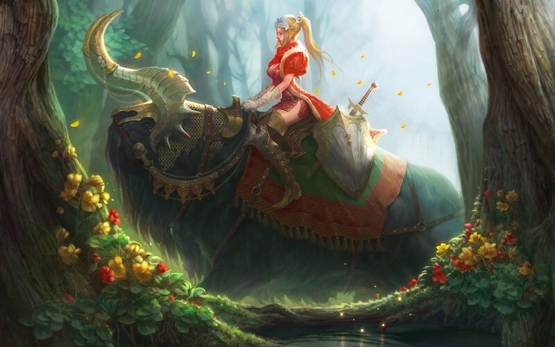 Female Knight on a Bull