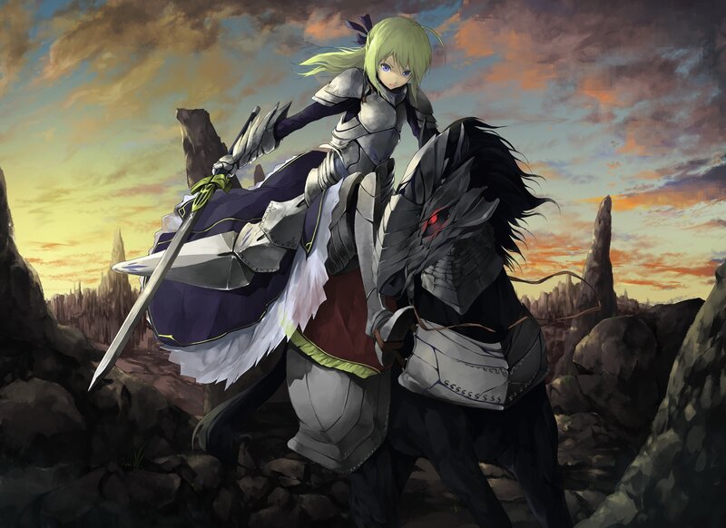 Female Knight on Horse — Gray