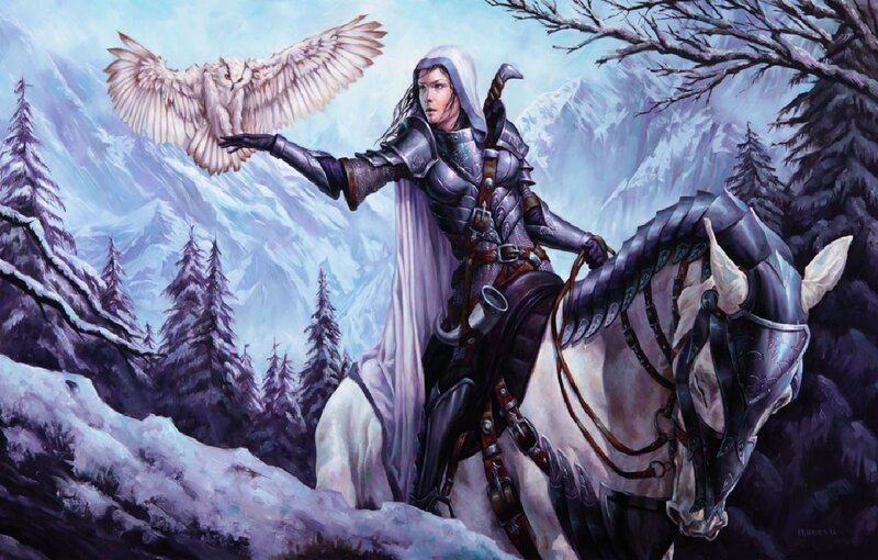 Female Knight on Horse — White