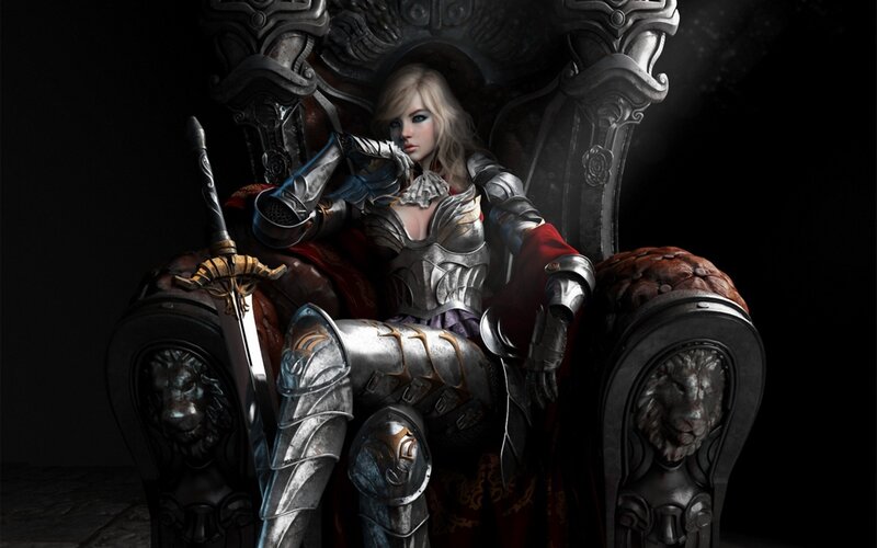 Female Knight on Throne