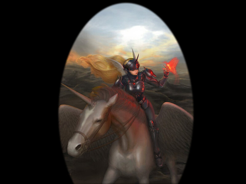 Female Knight on Winged Unicorn