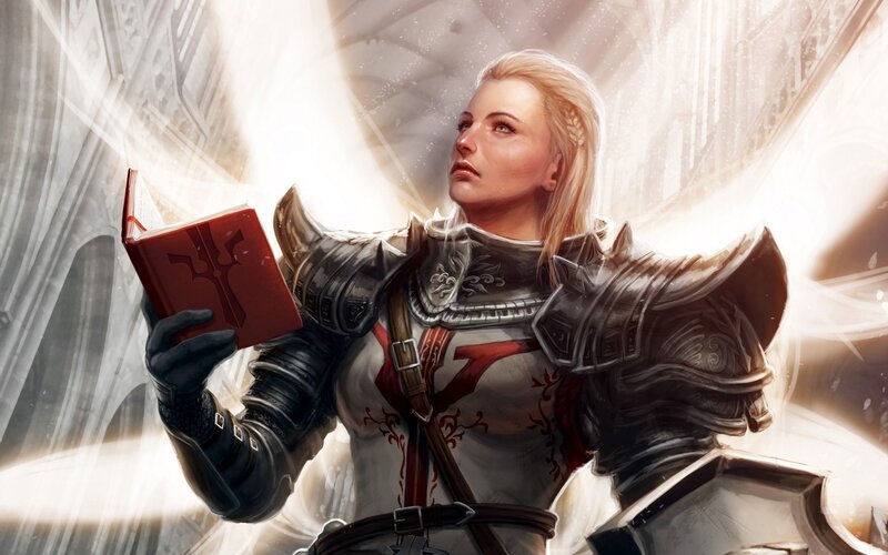 Female Knight Reading Book