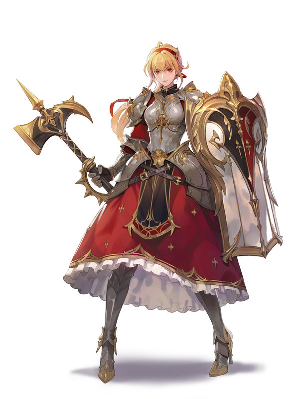 Female Knight with Axe — Red