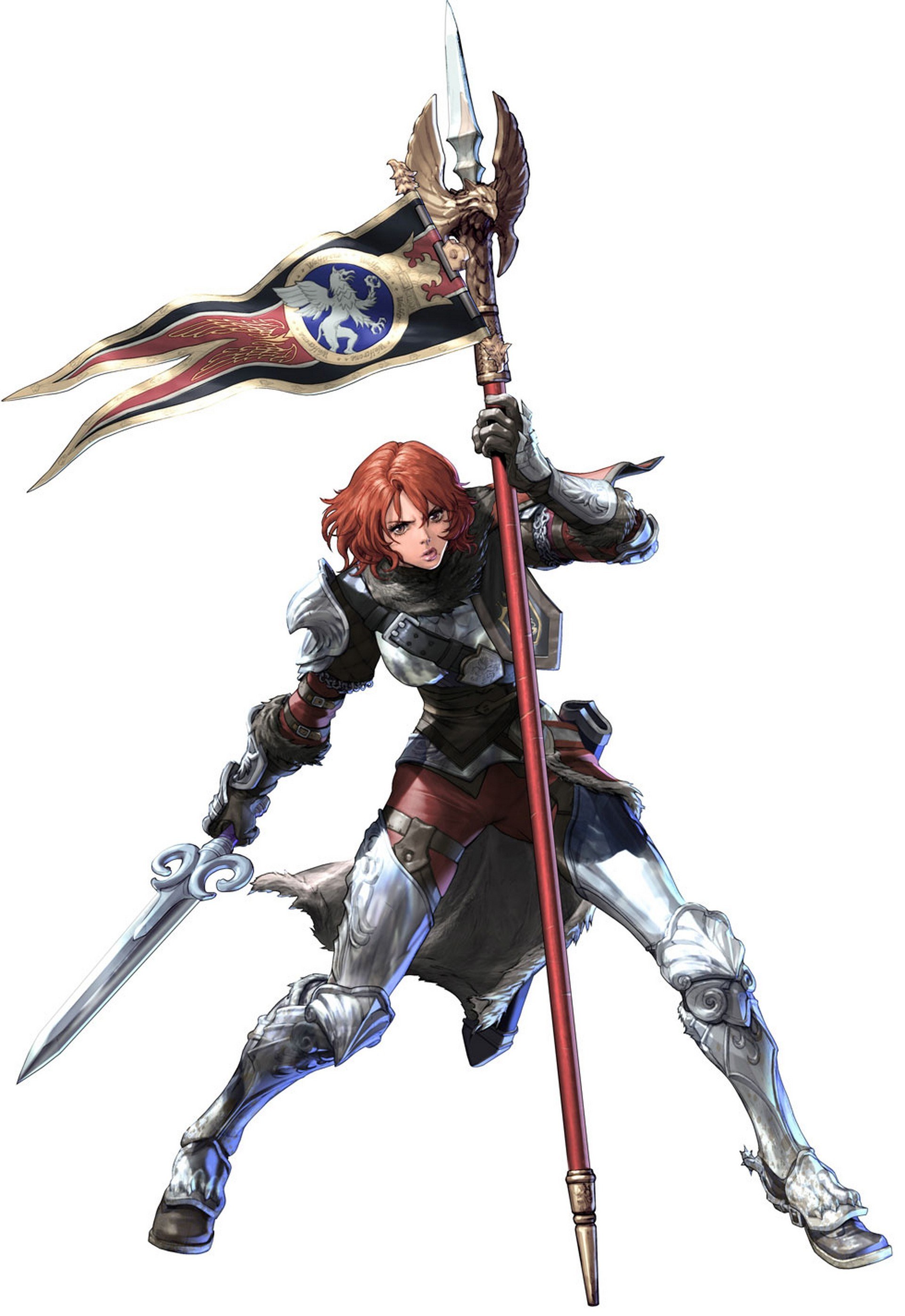 female knight with banner