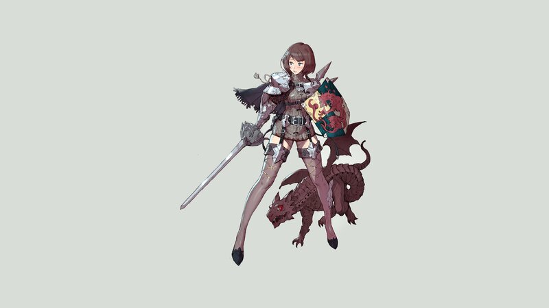 Female Knight with Dragon