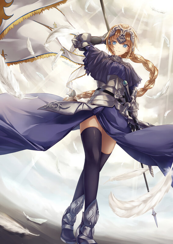 Female Knight with Flag — Purple, Dramatic, Anime