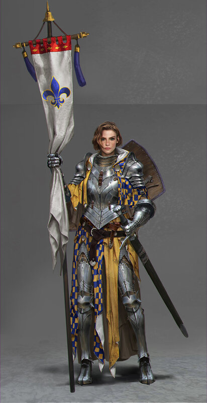 Female Knight with Flag — Silver