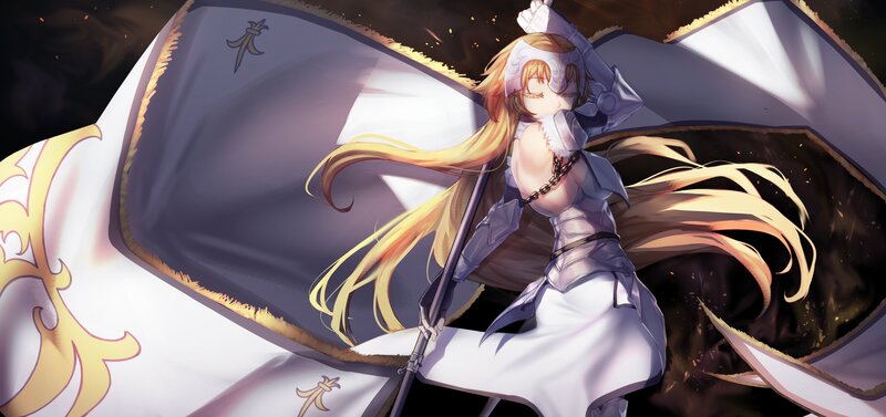 Female Knight with Flag — White