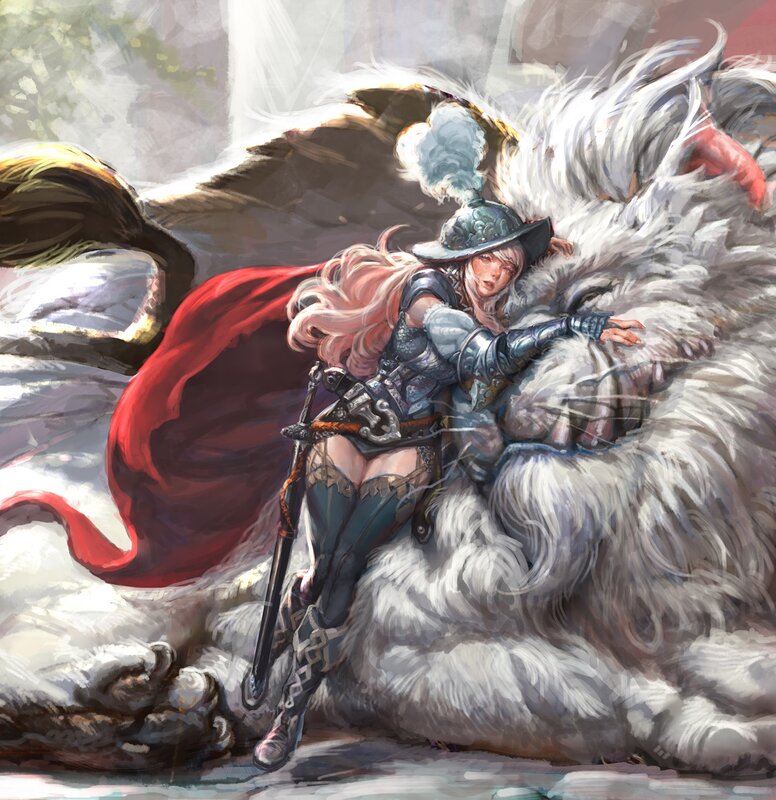 Female Knight with Lion