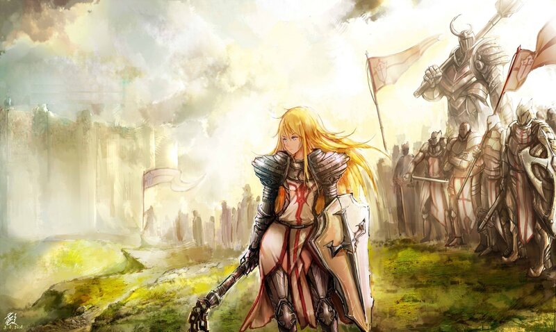 Female Knight with Long Hair — Yellow