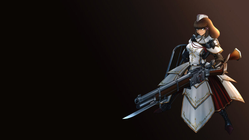 female knight with rifle