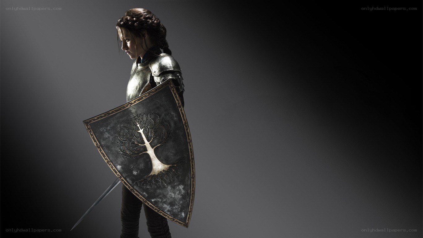 female knight with shield