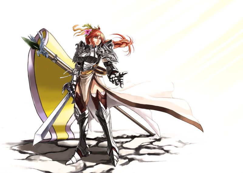 Female Knight with Spear — White