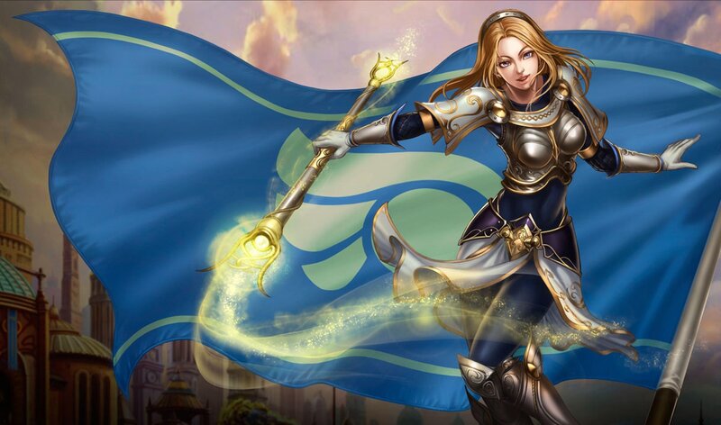 Female Knight with Staff — Blue