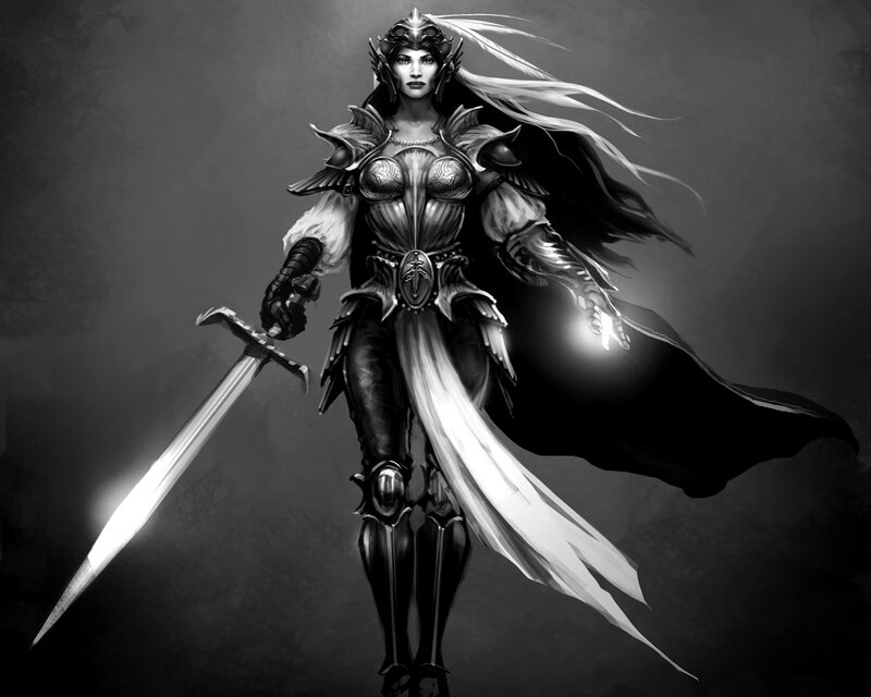 female knight with sword