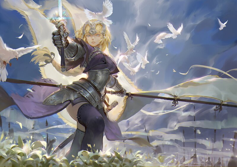 Female Knight with Sword — Blue, Dramatic, Afternoon, Digital Art