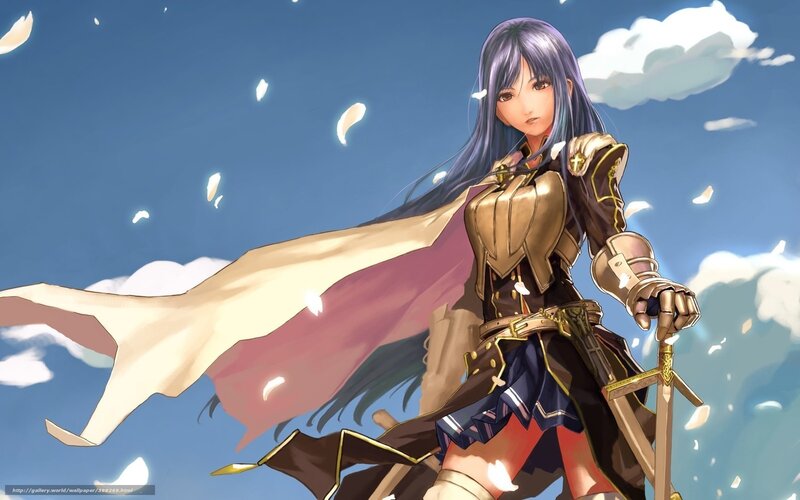 Female Knight with Sword — Blue, Dramatic, Afternoon