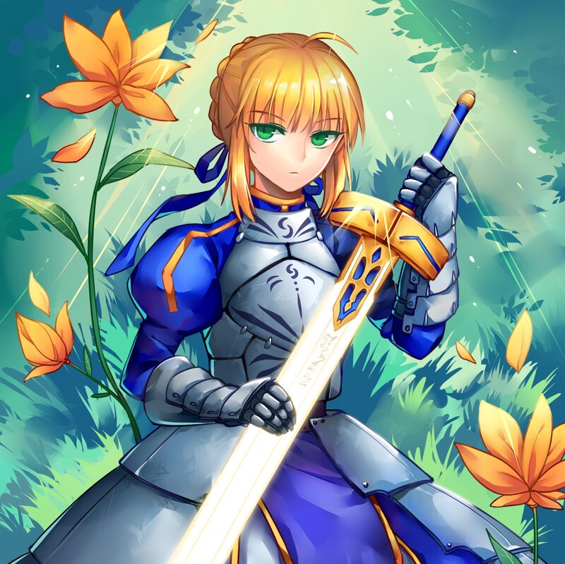 Female Knight with Sword — Blue, Serene, Spring