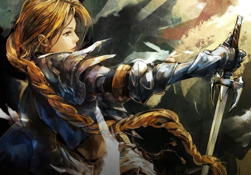 Female Knight with Sword — Brown, Dramatic