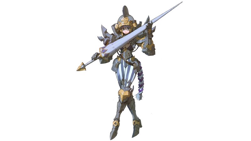 Female Knight with Sword — Gray, Confident