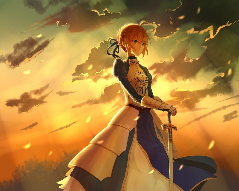 Female Knight with Sword — Orange, Dramatic