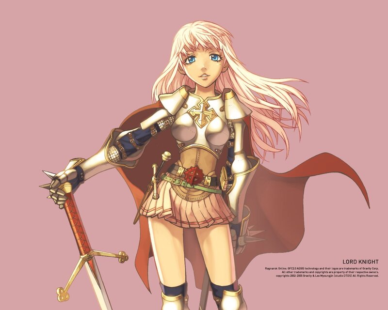Female Knight with Sword — Pink, Confident