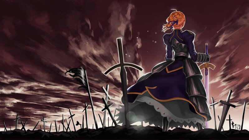 Female Knight with Sword — Purple, Dramatic