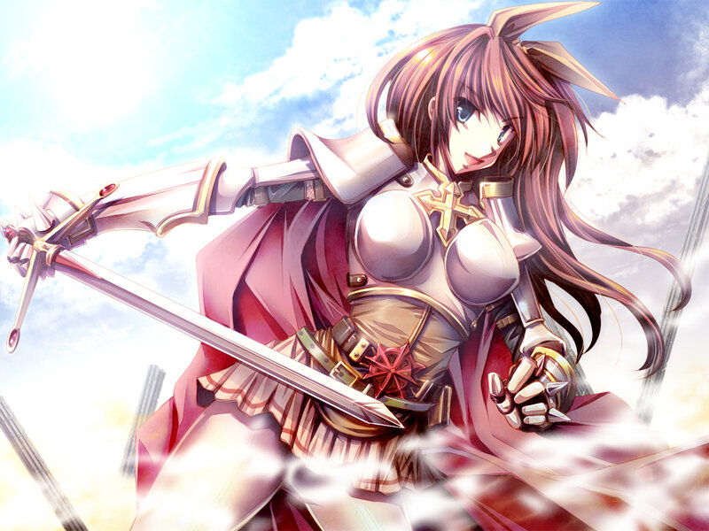 Female Knight with Sword — Red, Dramatic, Afternoon