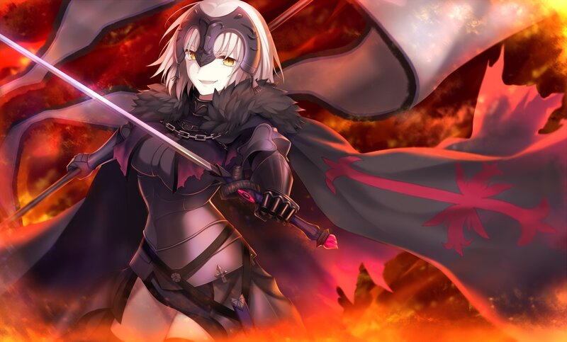 Female Knight with Sword — Red, Dramatic, Anime, Cape