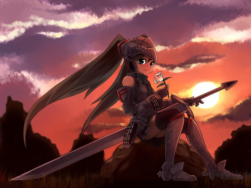 Female Knight with Sword — Red