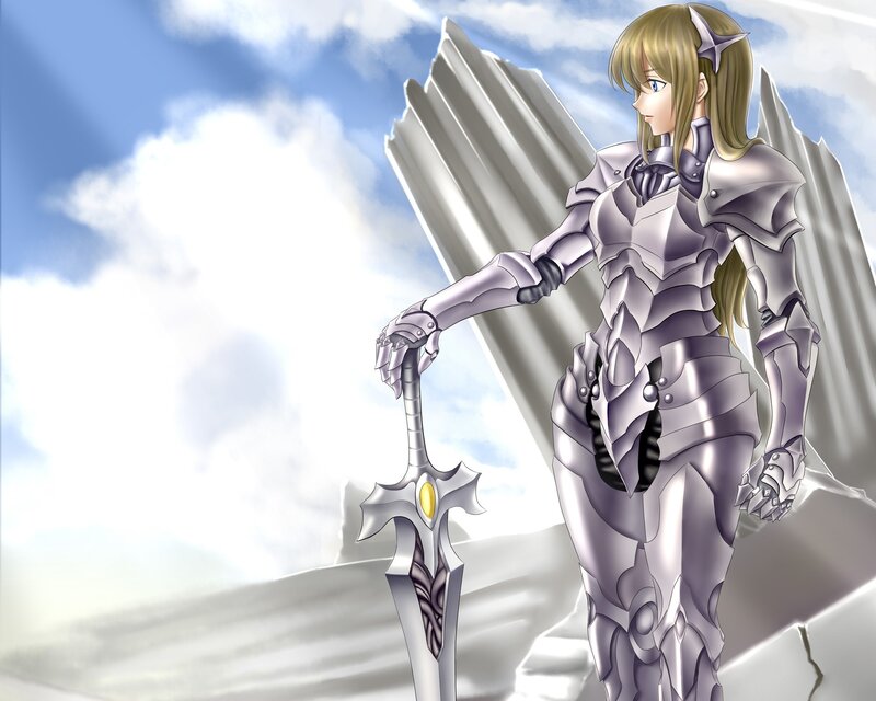 Female Knight with Sword — Silver