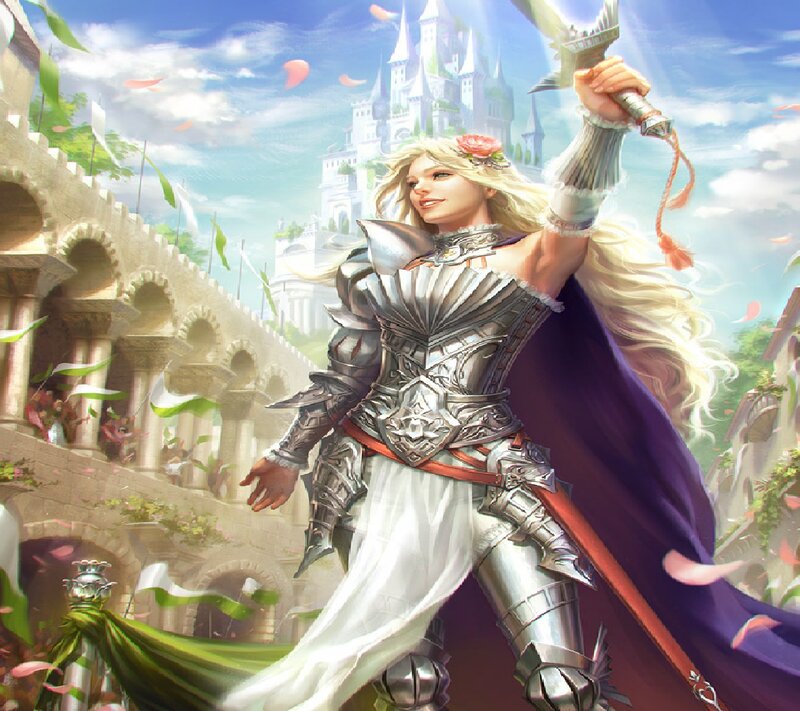 Female Knight with Sword — Silver, Triumphant