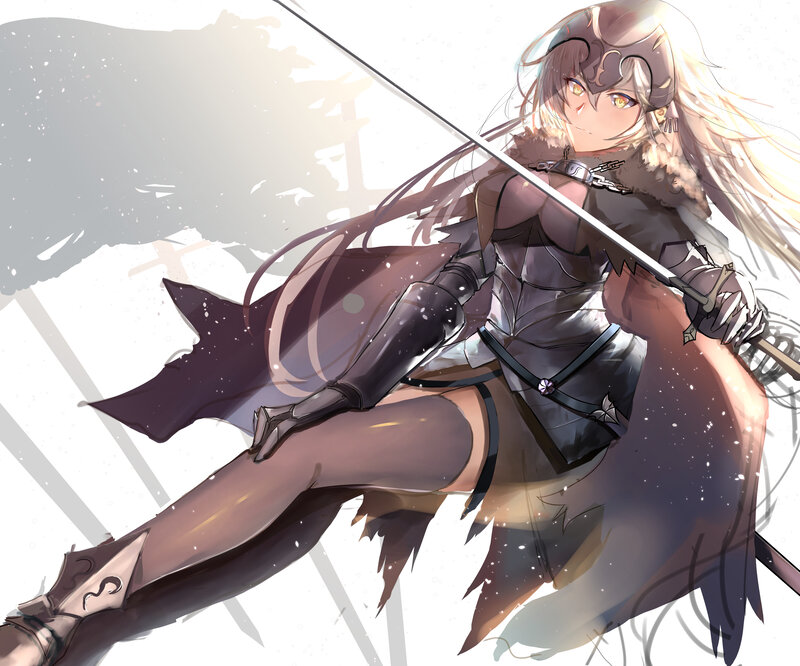 Female Knight with Sword — White, Dramatic, Anime