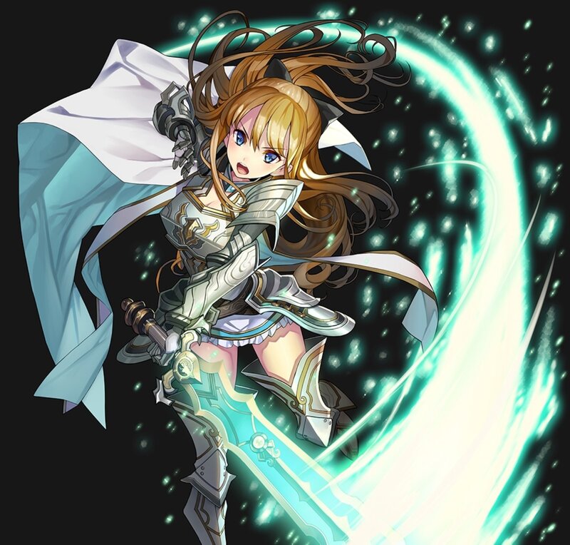 Female Knight with Sword — White, Dramatic, Night