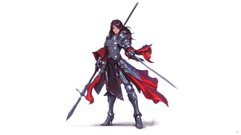 Female Knight with Swords