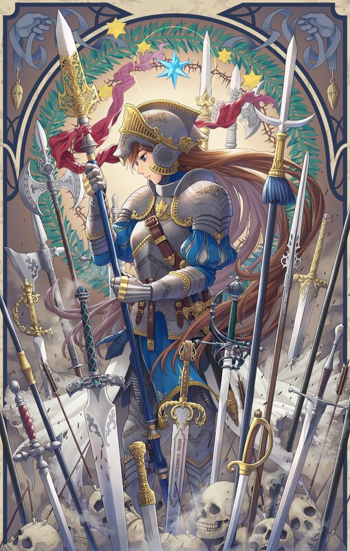 Female Knight with Weapons