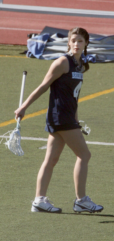 Female lacrosse player on field