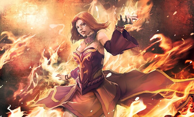 Female Mage Casting Fire Spell — Orange