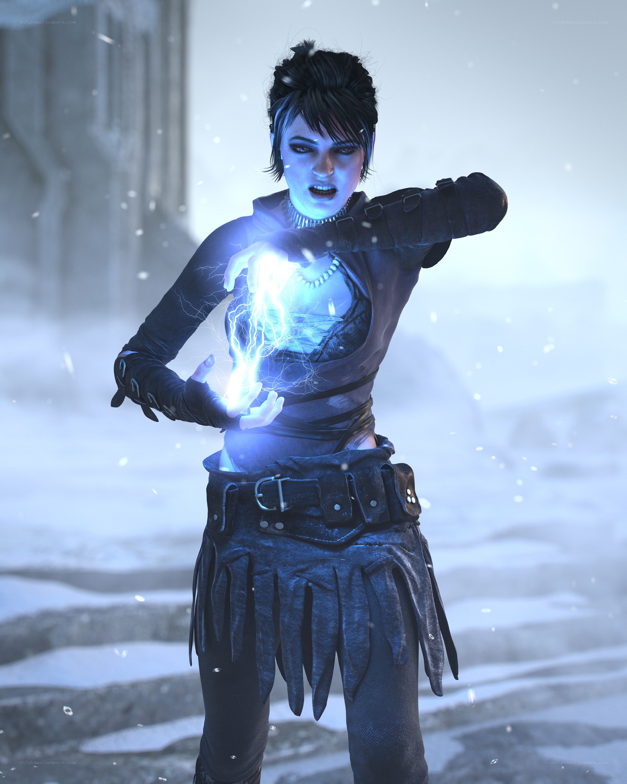 female mage casting lightning spell