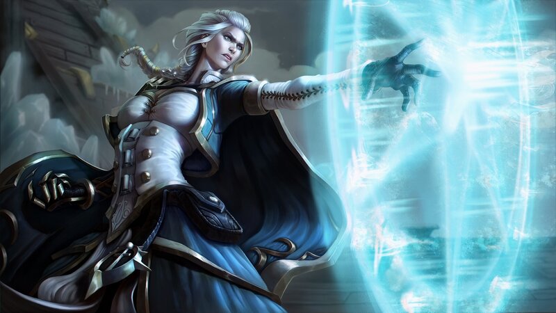 Female Mage Casting Spell — Blue, Dramatic, Digital Art, Magic, Cape