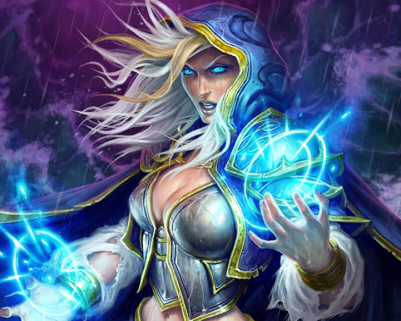 Female Mage Casting Spell — Blue, Dramatic, Night, Digital Art, Magic